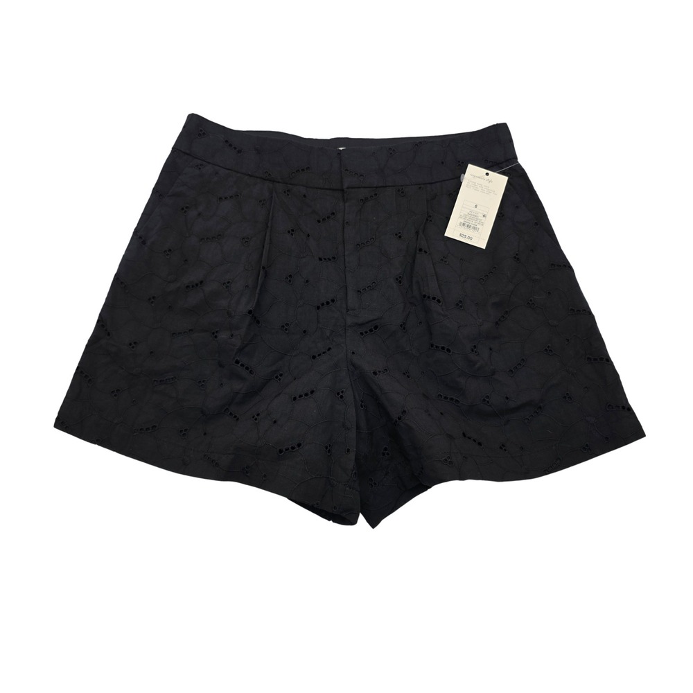 A New Day Womens Size 6 Black Eyelet Embroidered Lined Shorts NWT Summer Casual